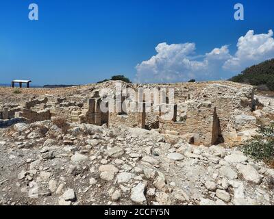 EPISKOPI, ZYPERN - 09/09/2018: Archäologischer Park der antiken Stadt Kourion. Bezirk Limassol (Lemessos). Stockfoto