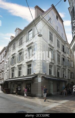 Graz, Österreich. August 2020. Detail der alten Gebäude im Stadtzentrum Stockfoto