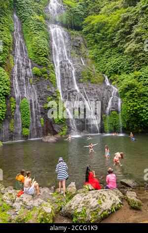 Banyumala Twin Wasserfall ist einer der schönsten Wasserfälle in Bali, Indonesien. Trotz seiner unglaublichen natürlichen Schönheit, Banyumala Wasserfall immer noch Stockfoto