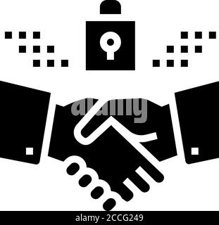 Abbildung mit Glyphen-Symbol für Handshake-Vorhängeschloss Stock Vektor