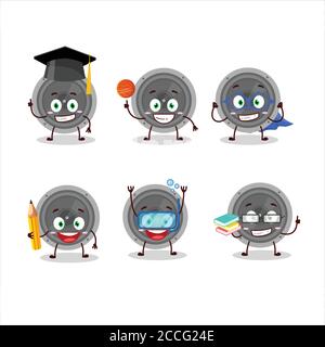 Schüler von Audio-Lautsprecher Cartoon-Charakter mit verschiedenen Ausdrücken Stock Vektor