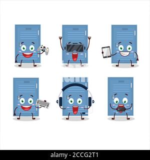 Locker Cartoon-Charakter spielen Spiele mit verschiedenen niedlichen Emoticons Stock Vektor