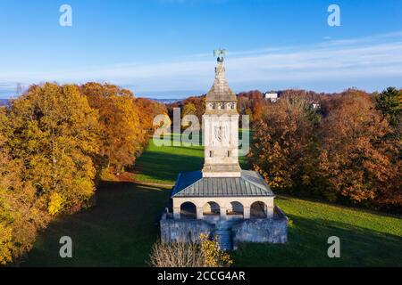 Bismarckturm am Starnberger See, Assenhausen bei Berg, Funfseenland, Luftaufnahme, Oberbayern, Bayern, Deutschland Stockfoto