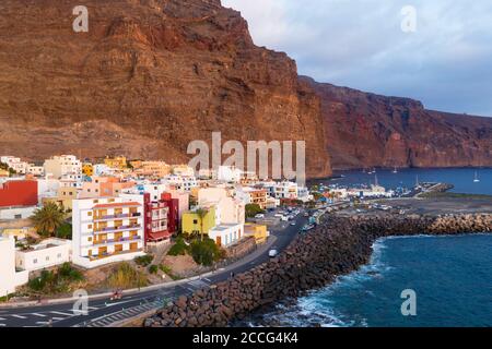 Vueltas, Valle Gran Rey, Luftbild, La Gomera, Kanarische Inseln, Spanien Stockfoto