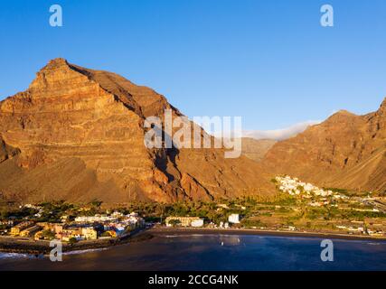 La Playa und La Calera, Riscos de La Merica, Valle Gran Rey, Luftbild, La Gomera, Kanarische Inseln, Spanien Stockfoto