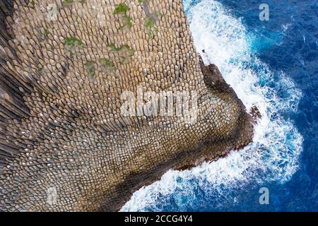 Los Organos Basaltsteinformation, Orgelpfeifenfelsen, bei Vallehermoso, Luftaufnahme, La Gomera, Kanarische Inseln, Spanien Stockfoto