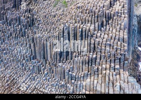 Los Organos Basaltsteinformation, Orgelpfeifenfelsen, bei Vallehermoso, Luftaufnahme, La Gomera, Kanarische Inseln, Spanien Stockfoto