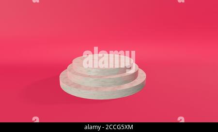 3D Render Marmor Podien Pastell auf rosa Hintergrund. Abstrakte minimale Szene mit geometrischen. Szene, um kosmetische Produkte Präsentation zu zeigen. Modell des Stockfoto