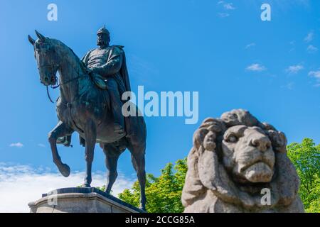 Denkmal Kaiser Wilhelms I., Karlsplatz, Innenstadt Stuttgart, Baden-Württemberg, Süddeutschland, Europa Stockfoto