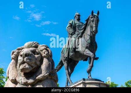 Denkmal Kaiser Wilhelms I., Karlsplatz, Innenstadt Stuttgart, Baden-Württemberg, Süddeutschland, Europa Stockfoto