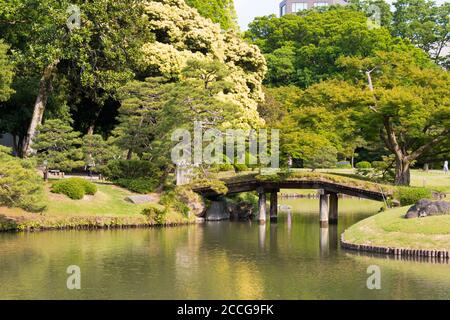 Tokio, Japan - Rikugien-Gärten in Tokio, Japan. Der Bau des Parks erfolgte zwischen 1695 und 1702. Stockfoto