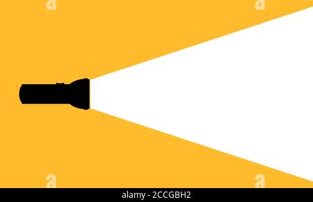 Silhouette einer Taschenlampe auf dem orangefarbenen Hintergrund. Vektor auf isoliertem weißem Hintergrund. EPS 10 Stock Vektor