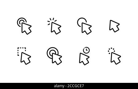 Mauscursor-Symbole eingestellt. Klicken, Pfeil, Zeiger. Vektor auf isoliertem weißem Hintergrund. EPS 10 Stock Vektor
