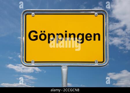 Ortstafel Göppingen, Baden-Württemberg, Deutschland Ortsschild Göppingen, Baden-Württemberg, Deutschland, Europa Stockfoto