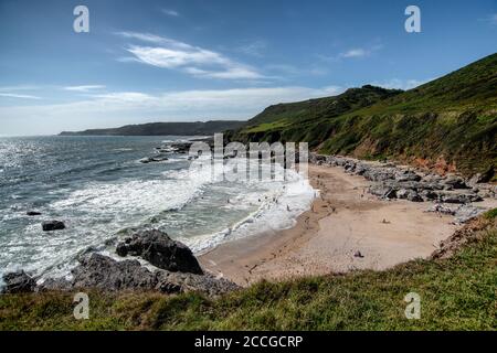 Great Mattiscombe Beach, auch bekannt als Mattiscombe Sands in South Hams, Devon. Stockfoto