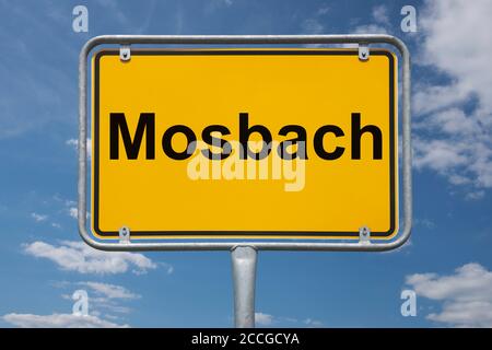 Ortstafel Mosbach, Baden-Württemberg, Deutschland Ortsschild Mosbach, Baden-Württemberg, Deutschland, Europa Stockfoto