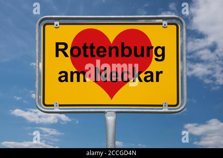 Ortstafel Rottenburg am Neckar, Baden-Württemberg, Deutschland Ortsschild Rottenburg am Neckar, Baden-Württemberg, Deutschland, Europa Stockfoto