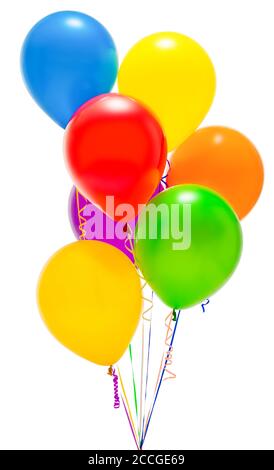 Ballons isoliert auf weißem Hintergrund. Farbig. Gruppe. Mehrere Stockfoto