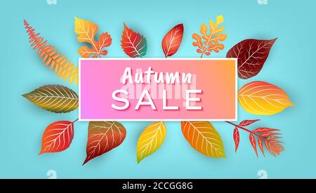 Herbst Verkauf Hintergrund mit bunten Blättern. Vektorgrafik Stock Vektor