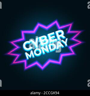 Bright Cyber monday-Banner. Modernes Vektor-Design Werbeplakat, Web-Banner. Cyber monday Neon Flyer. Neonhintergrund Stock Vektor