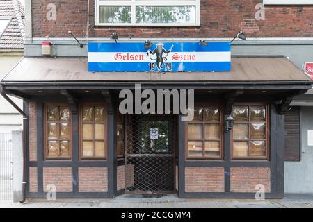 Gelsen Szene Fan Pub, Schalker Meile Fan Area des FC Schalke 04 Fußballverein, Kurt-Schumacher-Straße in Gelsenkirchen, Nordrhein-Westfalen, Deutschland Stockfoto