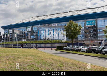 Arena auf Schalke derzeit auch Veltins-Arena, FC Schalke 04 Vereinsfußballstadion in Gelsenkirchen, Nordrhein-Westfalen, Deutschland Stockfoto