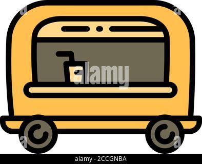 Straßenanhänger-Symbol für heiße Getränke. Umriss heiße Getränke Straße Trailer Vektor-Symbol für Web-Design isoliert auf weißem Hintergrund Stock Vektor