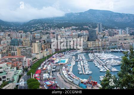 Luftaufnahme des Port de Fontvieille in Monaco Stockfoto