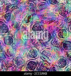 Blurry Regenbogen Glitch künstlerische Collage Textur Hintergrund. Unregelmäßige Blutung Aquarell Krawatte Farbstoff nahtlose Muster. Ombre verzerrte Boho Batik überall Stockfoto