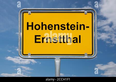 Ortstafel Hohenstein-Ernstthal, Sachsen, Deutschland Ortsschild Hohenstein-Ernstthal, Sachsen, Deutschland, Europa Stockfoto