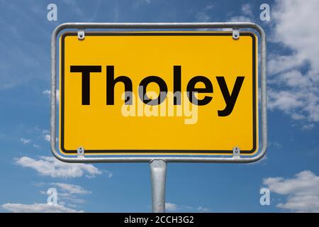 Ortstafel Tholey, Saarland, Deutschland Ortsschild Tholey, Saarland, Deutschland, Europa Stockfoto