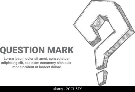 Fragezeichen. Abfragesymbol skizzieren Hilfe bitten. FAQ, Suchproblem, Fragesymbol und Ort für Textvektorhintergrund Stock Vektor