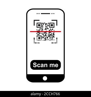 Mobil Scan Flat-Symbol auf weißem Hintergrund isoliert. QR Code Reader Vektor Illustration . Stock Vektor