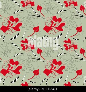 Nahtlose Blumenmuster Vektor Illustration. Elegante bunte handgezeichnete Tinte Skizze Kunst Stock Vektor