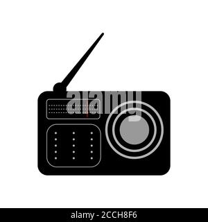 Radio-Symbol, flaches Design. Schwarzfüllung, Vektor Stock Vektor