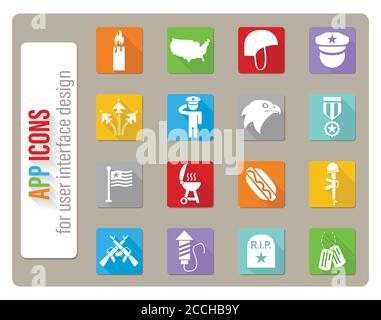 Memorial Day Icon Set Stock Vektor