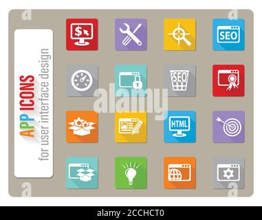 Seo und Entwicklung Icon Set Stock Vektor