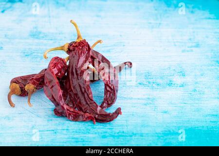 Ansicht der getrockneten Paprika, als Zutat beim Kochen verwendet Stockfoto