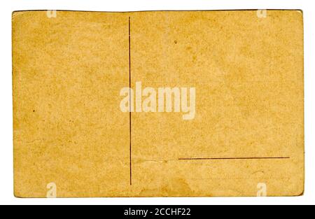 Alte leere Postkarte (Rückseite) isoliert auf weißem Hintergrund Stockfoto