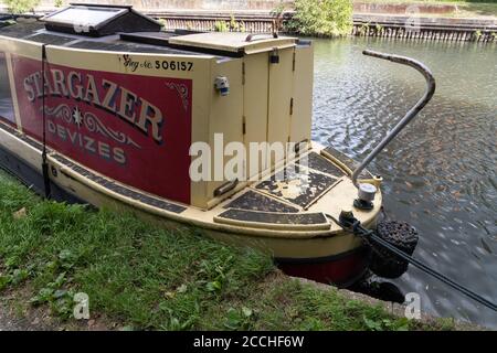 Stargazer, Devizes, Schmalboot auf Paddington Branch Canal Stockfoto