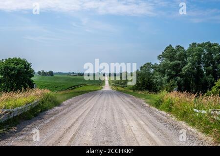 Unbefestigte Straße in Iowa Stockfoto