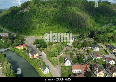 Stadtbild von Sulz am Neckar von oben Stockfoto