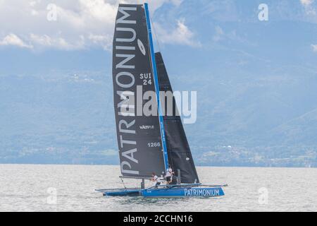 Morges, Schweiz. August 2020. Die 2. Regatta nach der Coronavirus-Enthaltung der M2 Speed Tour, die bei wechselndem Wetter in Morges stattfand und für die M2 Speed Tour 2020 Meisterschaft zählt (Foto: Eric Dubost/Pacific Press) Quelle: Pacific Press Media Production Corp./Alamy Live News Stockfoto