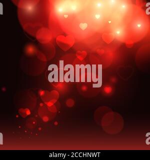 Valentinstag. Valentines Hintergrund mit roten Bokeh funkelt und Herz. Romantische Liebe abstrakt valentine roten Hintergrund. Vektorgrafik Stock Vektor