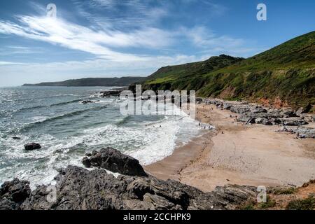 Great Mattiscombe Beach, auch bekannt als Mattiscombe Sands in South Hams, Devon. Stockfoto