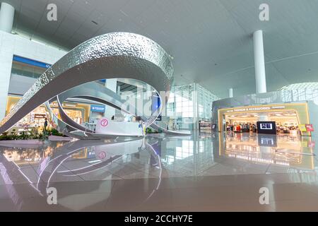 Incheon, Südkorea-August 7,2020- Terminal 2 am internationalen Flughafen Incheon hat keine Auswirkungen auf die COVID-19-Ausbruchsregelung und die Sperrungspolitik.Termin Stockfoto