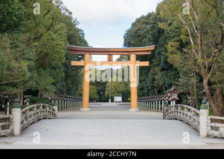 Nara, Japan - Kashihara Jingu Schrein in Kashihara, Nara, Japan. Der Schrein wurde ursprünglich 1890 erbaut. Stockfoto