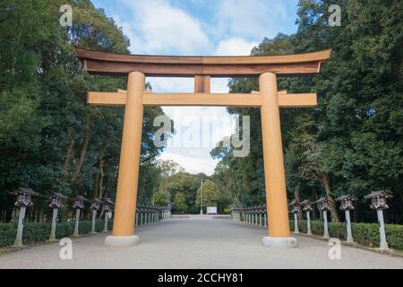 Nara, Japan - Kashihara Jingu Schrein in Kashihara, Nara, Japan. Der Schrein wurde ursprünglich 1890 erbaut. Stockfoto