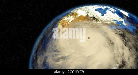 Zwei Hurrikane, die in Texas und Florida landen. Aus dem Raum angezeigt. Elemente dieses 3d-Bildes werden von der NASA zur Verfügung gestellt. Stockfoto