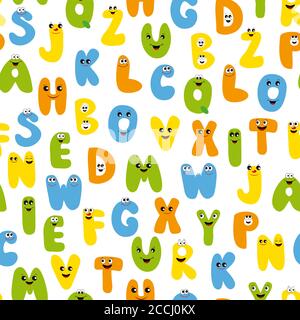 Nahtloses Alphabet-Muster. Bunte Buchstaben Hintergrund. Stockfoto